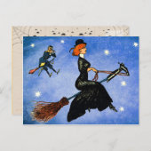 Vliegende heks gezien op Halloween Briefkaart (Voorkant / Achterkant)