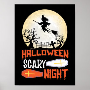 Vliegende Heks Griezeldag Poster voor Halloween Na