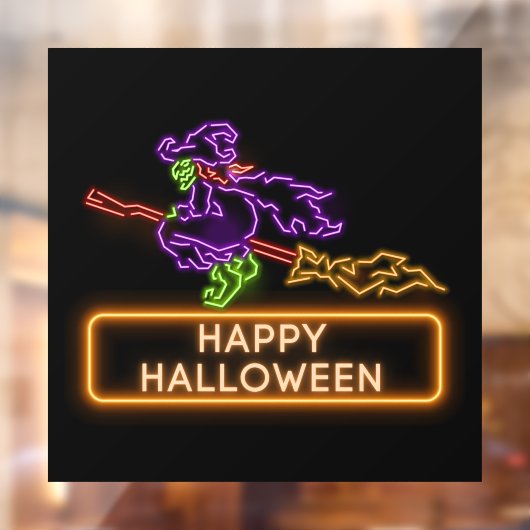 Vliegende Heks Halloween Neon Raamsticker (Vel 2)
