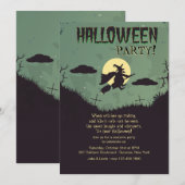 Vliegende heks-halloween-partij kaart (Voorkant / Achterkant)