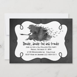 Vliegende heks-halloween-partij kaart