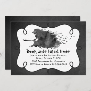 Vliegende heks-halloween-partij kaart