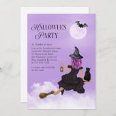 Vliegende heks-halloween-partij kaart (Voorkant / Achterkant)