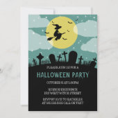 Vliegende heks-halloween-partij kaart (Voorkant)