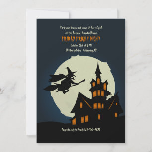 Vliegende heks-halloween-partij kaart