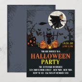 Vliegende heks-halloween-partij kaart (Voorkant / Achterkant)