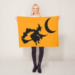 Vliegende heks Halloween Silhouette Fleece Deken