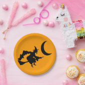 Vliegende heks Halloween Silhouette Papieren Bordje (Feest)