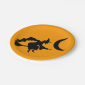 Vliegende heks Halloween Silhouette Papieren Bordje (Gekanteld)