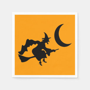 Vliegende heks Halloween Silhouette Servet