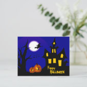Vliegende heks in Halloween Night Briefkaart (Staand voorkant)