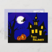 Vliegende heks in Halloween Night Briefkaart (Voorkant / Achterkant)