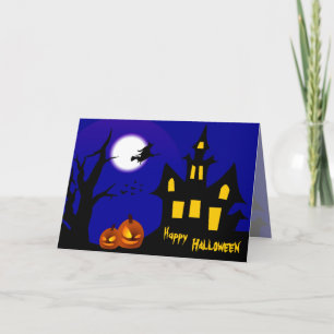 Vliegende heks in Halloween Night Kaart