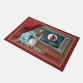 vliegende heks met volle maan en schoolmeisjes deurmat (Schuin)