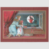  vliegende heks met volle maan en schoolmeisjes tissuepapier (Voorkant)