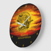 Vliegende heks met zwarte kat, half-tien nacht grote klok (Hoek)