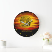 Vliegende heks met zwarte kat, half-tien nacht grote klok (Huis)