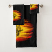 Vliegende heks met zwarte kat, halve nacht bad handdoek (Insitu)