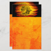 Vliegende heks met zwarte kat, halve nacht briefpapier (Voorkant / Achterkant)