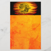 Vliegende heks met zwarte kat, halve nacht briefpapier (Achterkant)