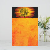 Vliegende heks met zwarte kat, halve nacht briefpapier (Staand voorkant)