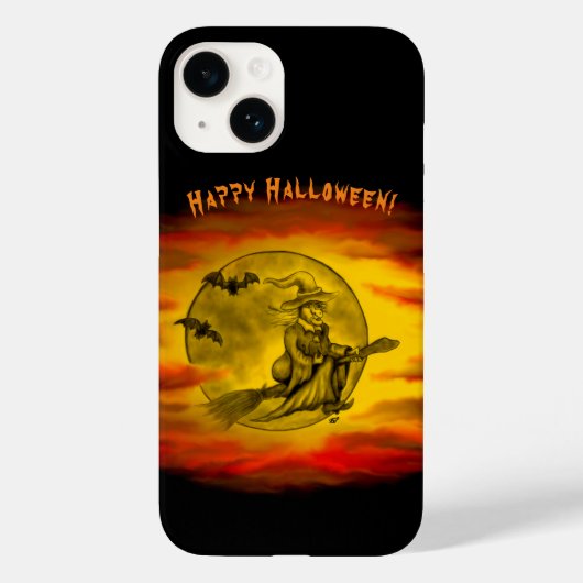 Vliegende heks met zwarte kat, halve nacht Case-Mate iPhone case (Achterkant)