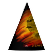 Vliegende heks met zwarte kat, halve nacht feesthoedjes (Links)