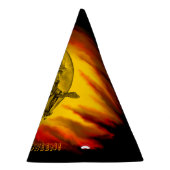 Vliegende heks met zwarte kat, halve nacht feesthoedjes (Rechts)