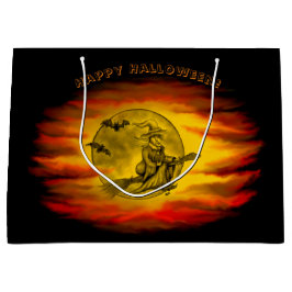 Vliegende heks met zwarte kat, halve nacht groot cadeauzakje