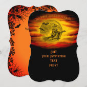 Vliegende heks met zwarte kat, halve nacht kaart (Voorkant / Achterkant)