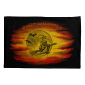 Vliegende heks met zwarte kat, halve nacht kussensloop (Achterkant)