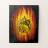 Vliegende heks met zwarte kat, halve nacht legpuzzel (Verticaal)