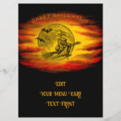 Vliegende heks met zwarte kat, halve nacht menu (Voorkant)