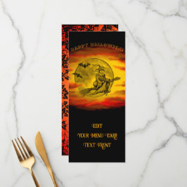 Vliegende heks met zwarte kat, halve nacht menu