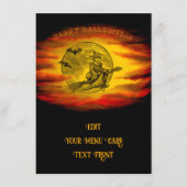 Vliegende heks met zwarte kat, halve nacht menu (Voorkant)