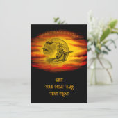 Vliegende heks met zwarte kat, halve nacht menu (Staand voorkant)