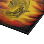 Vliegende heks met zwarte kat, halve nacht snijplank (Hoek)