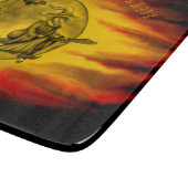 Vliegende heks met zwarte kat, halve nacht snijplank (Hoek)