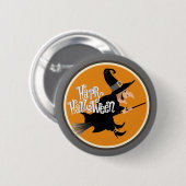 Vliegende heks op Broom Halloween Ronde Button 5,7 Cm (Voorkant /achterkant)