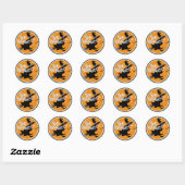 Vliegende heks op Broom Halloween Ronde Sticker (Vel)