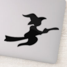 vliegende heks op broomstick silhouette