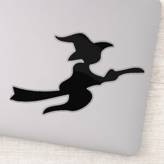 vliegende heks op broomstick silhouette sticker