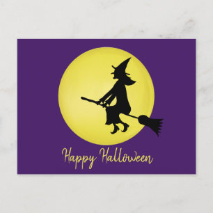 Vliegende heks op de moonlight-kaart briefkaart