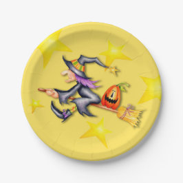 vliegende heks papieren bordje