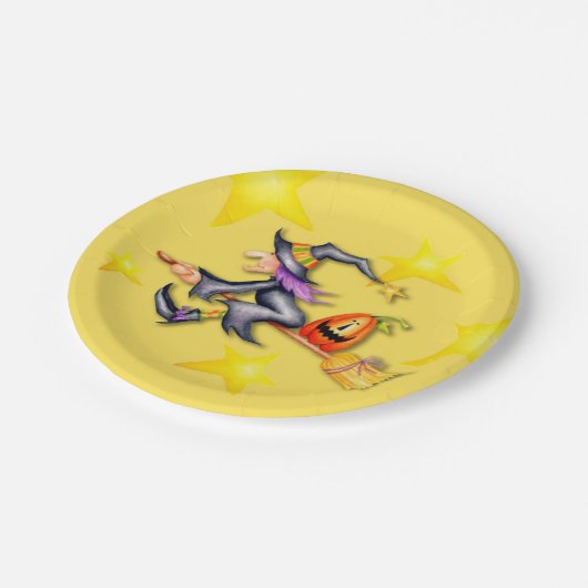 vliegende heks papieren bordje (Gekanteld)