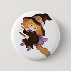 vliegende heks ronde button 5,7 cm