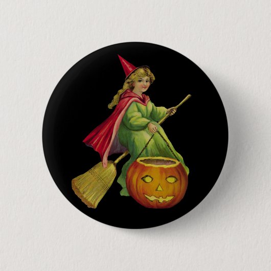vliegende heks ronde button 5,7 cm (Voorkant)