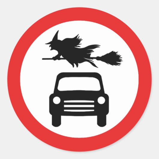 vliegende heks ronde sticker (Voorkant)