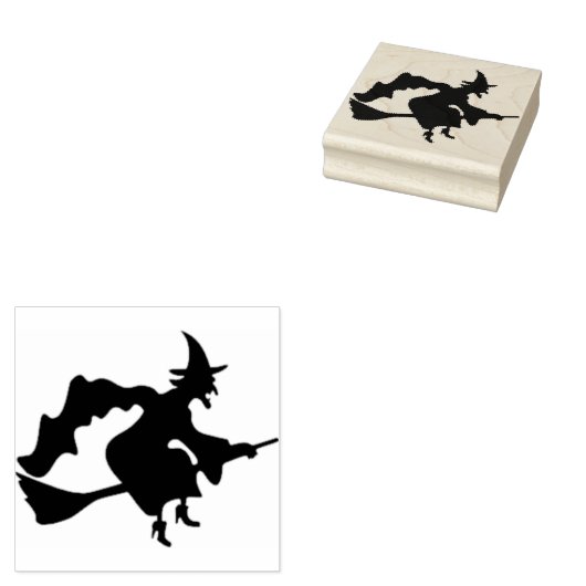 Vliegende heks rubber stempel (Gestempeld)