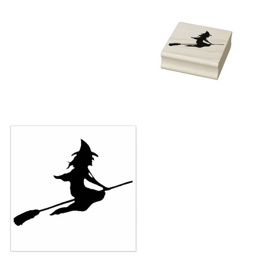 Vliegende heks silhouet kunst stempel (Gestempeld)